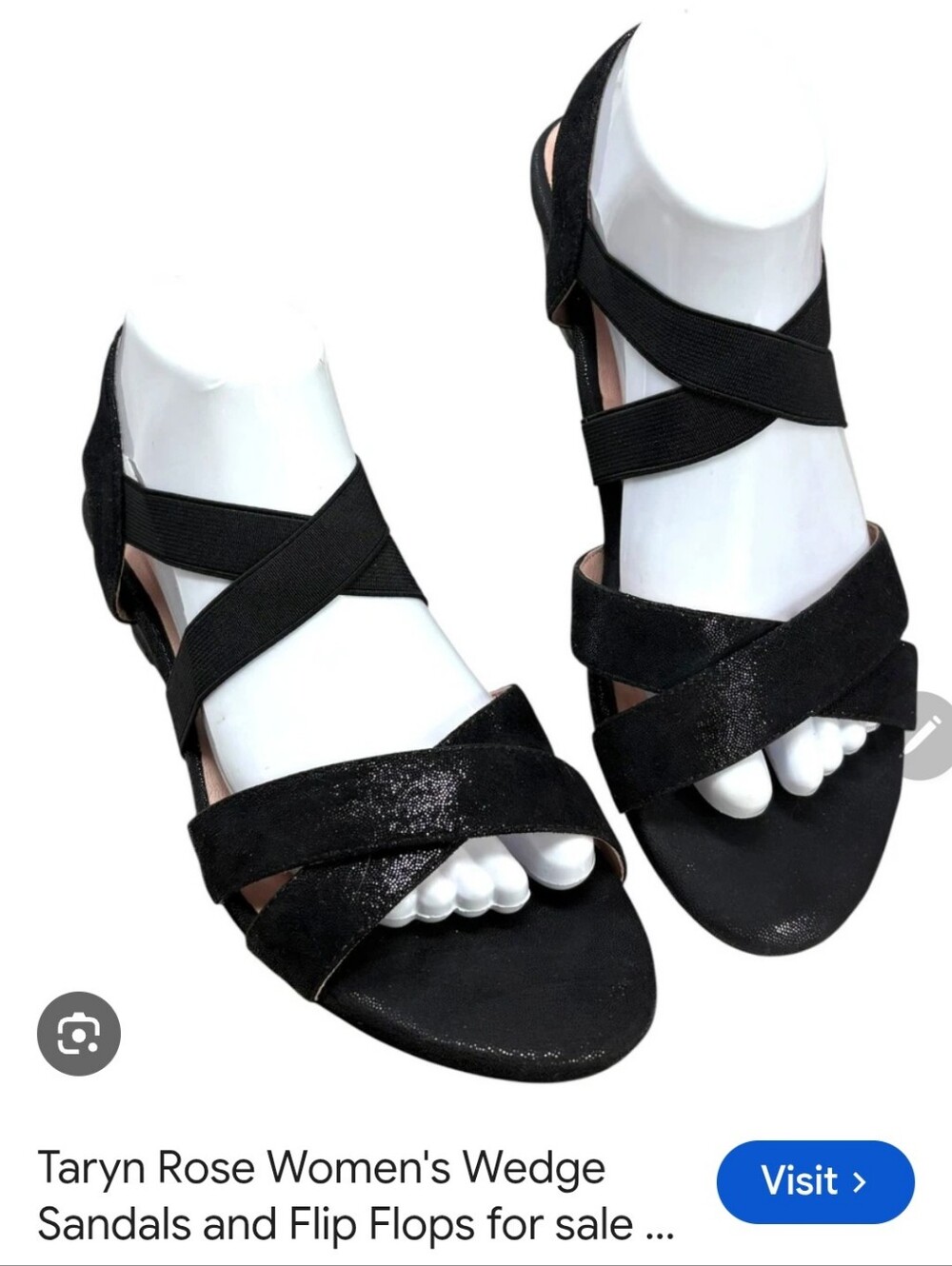 Taryn Rose Black Crisscross Wedge Sandals